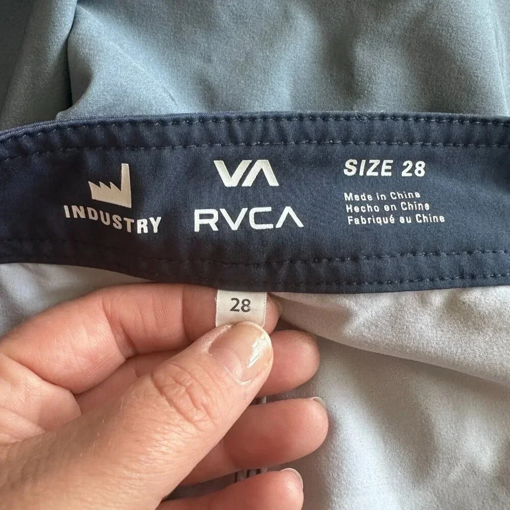 Men's 28 RVCA Board Surf Swim Shorts Navy Gray Velcro Tie Beach Summer